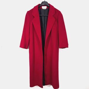 Vtg Cassidy Wool Long Peacoat Size 8‎ Lined Claret Red Hand Tailored Buttons USA